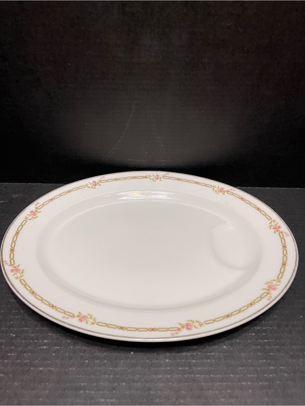 Vintage Haviland France Limoge Serving Platter gold floral chainlink